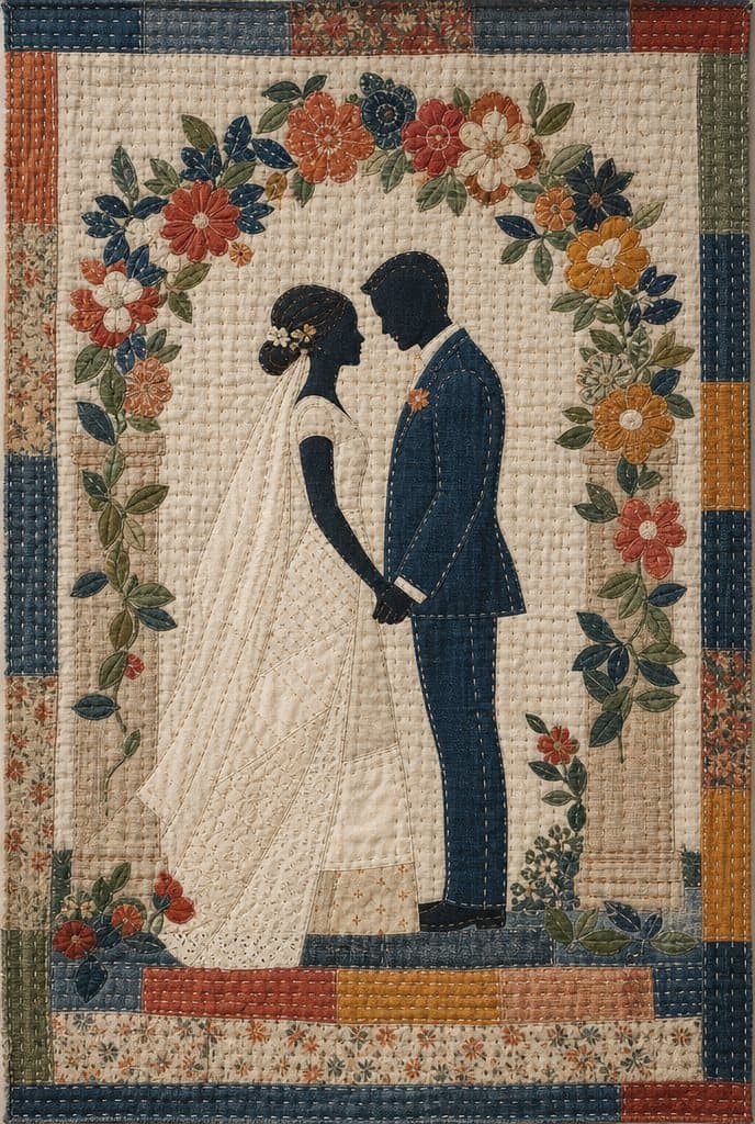 Under the Arch, Ditsy Floral fabric patchwork