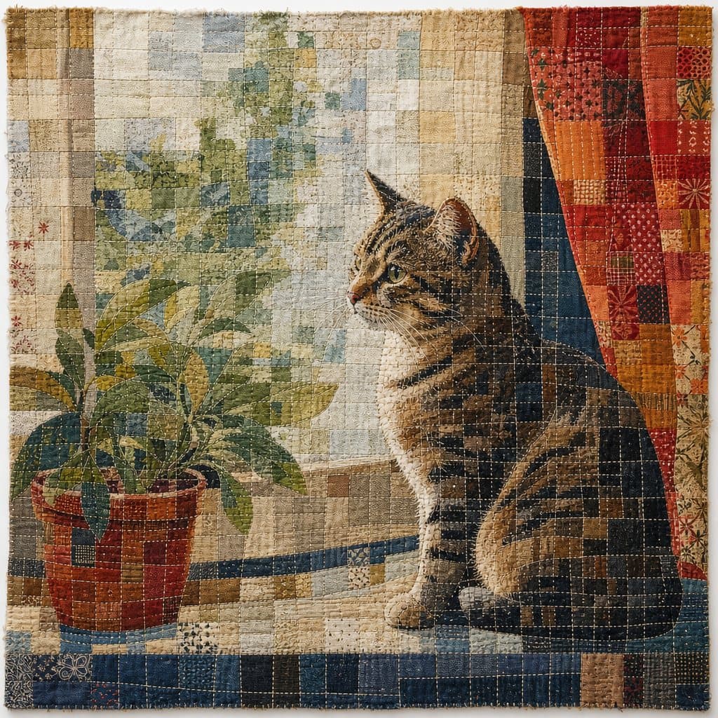 Cat in Scrap Mosaic patchwork style